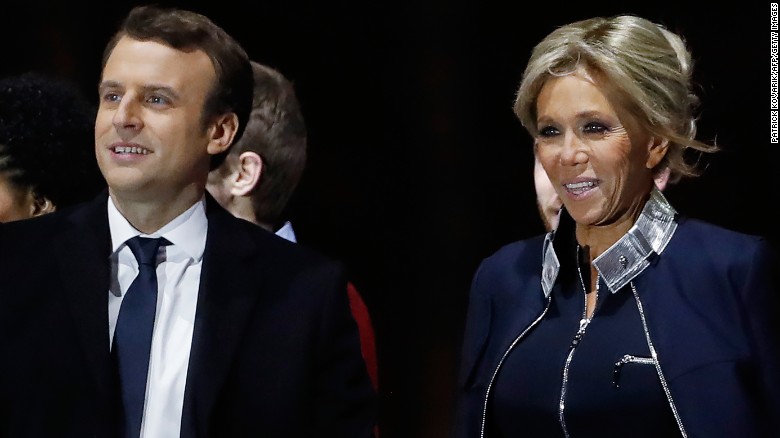 Macron and his wife