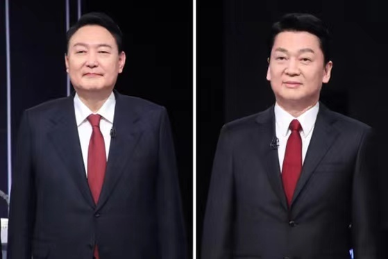 尹锡悦（左）与安哲秀（右）