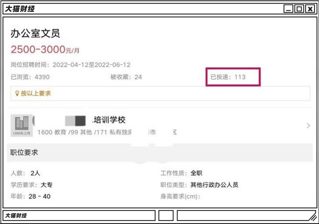 月薪2.5-3K的工作，录取率也不足2%