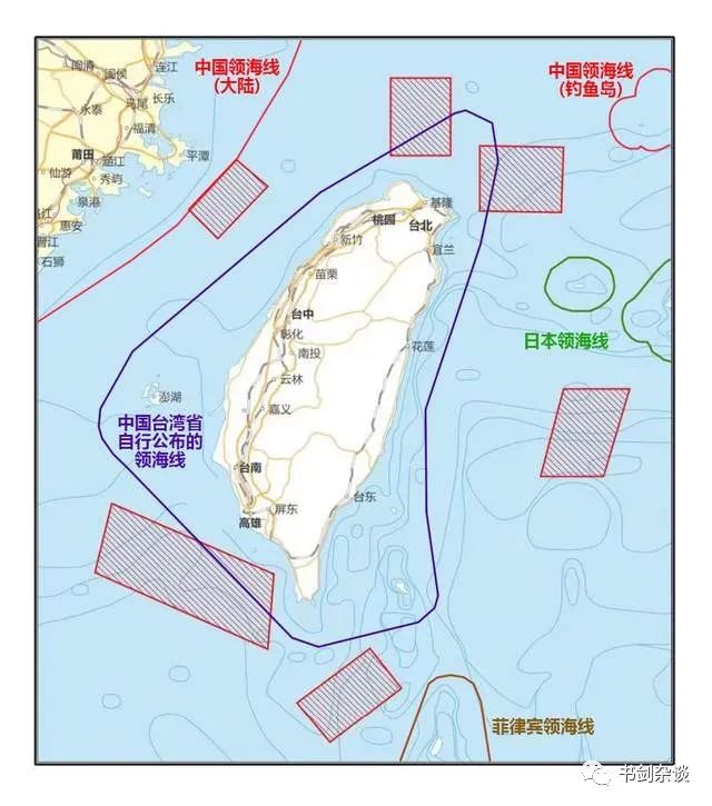 军演范围嵌入多处台当局所谓的“领海线”