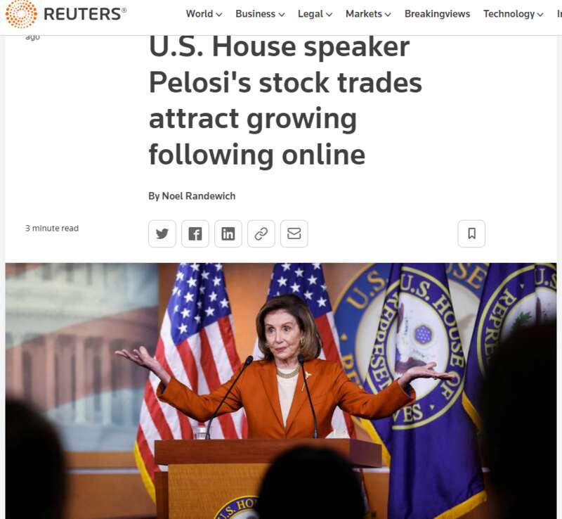 美国越来越多人追随佩洛西投资交易