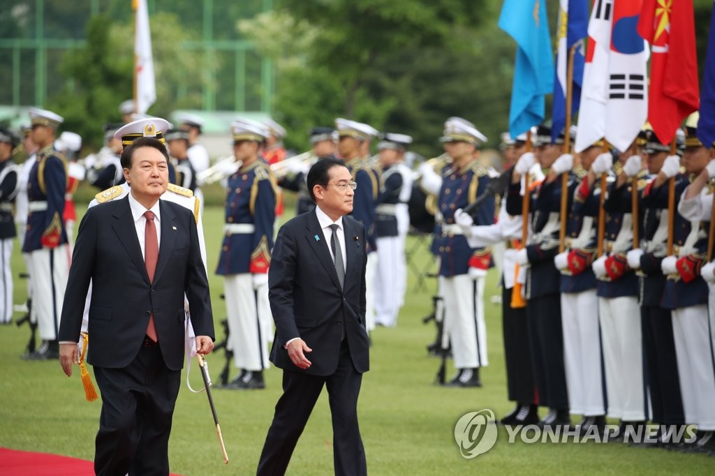 尹锡悦就任以来规模最大的一次欢迎仪式，为岸田文雄提供国宾级礼遇