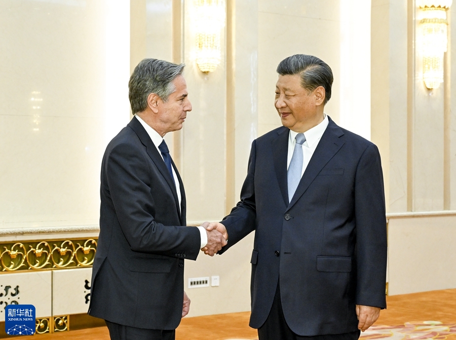 国家主席习近平在北京会见美国国务卿布林肯
