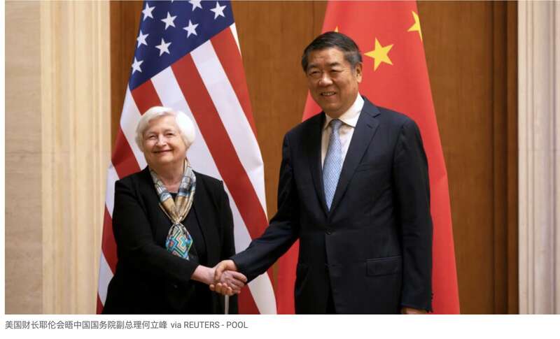 耶伦会见中国副总理何立峰
