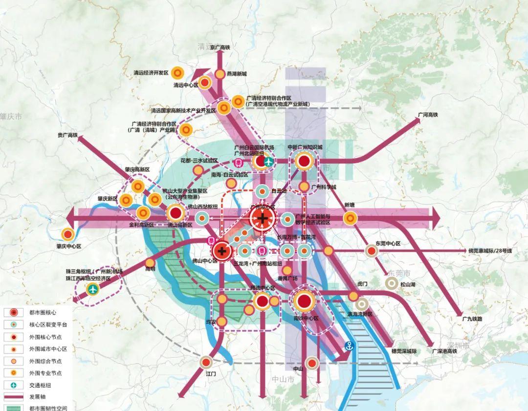 广州都市圈仅包括广州、佛山全域，以及肇庆、清远的都市区，面积不到2万平方公里 ...