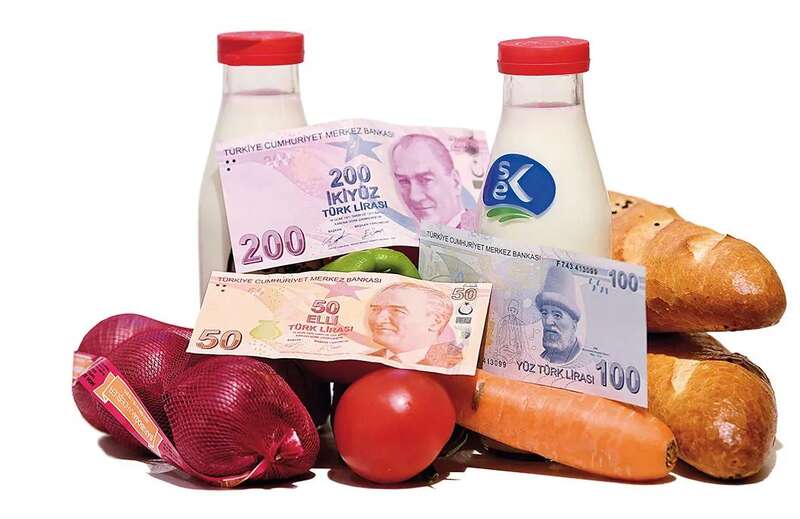 土耳其伊斯坦布尔拍摄的土耳其里拉和食品