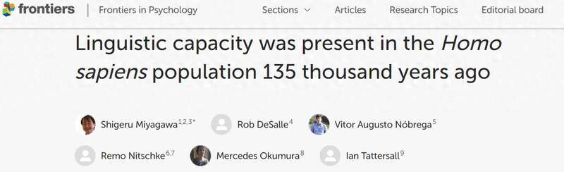 Linguistic capacity was present in the Homo sapiens population 135 thousand years ago