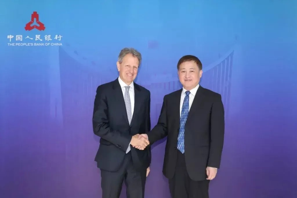 中国人民银行行长潘功胜会见了来访的美国前财长、华平投资集团主席蒂莫西·盖特纳 ...